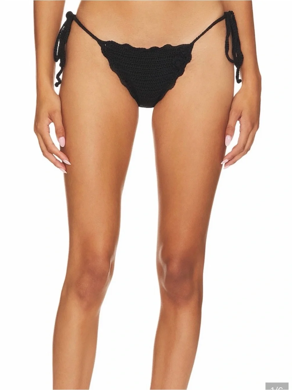Frankie's Bikinis Makenzie Black Crochet Tie-Side Triangle Bikini Set